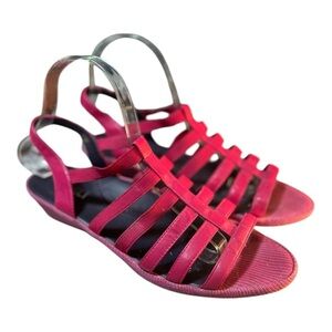 Van Eli Fuchsia Pink Strappy Wedge Sandals Size 9.5 N Low Heeled Women’s Sandals